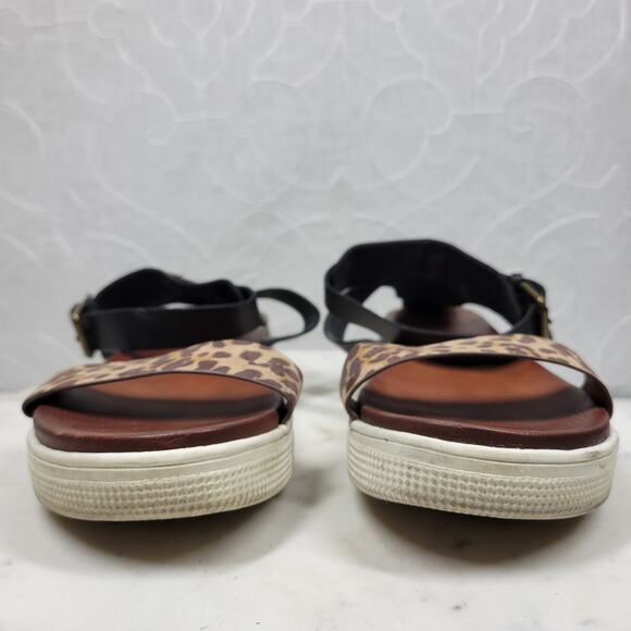 Mia Kyleigh Sandals Womens 7.5 Brown Leopard Suede Leather Platform Ankle Strap - Picture 6 of 13